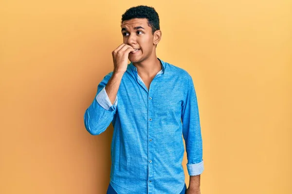 Young Arab Man Wearing Casual Clothes Looking Stressed Nervous Hands — Stock Photo, Image