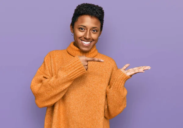 Young African American Woman Wearing Casual Clothes Amazed Smiling Camera — Stock Photo, Image