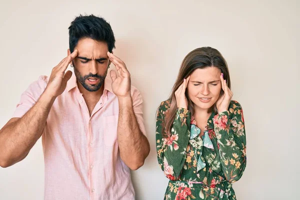 Bela Jovem Casal Namorado Namorada Juntamente Com Mão Cabeça Para — Fotografia de Stock