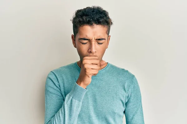 Young Handsome African American Man Wearing Casual Clothes Feeling Unwell — Stock Photo, Image