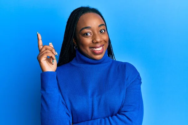 Young African American Woman Wearing Casual Winter Sweater Big Smile — Stock Photo, Image