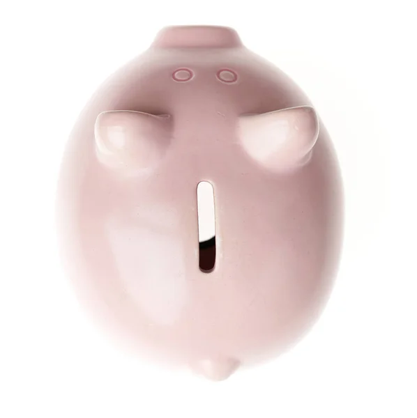 Overhead View Piggy Bank Isolated White Background — Stock Photo, Image