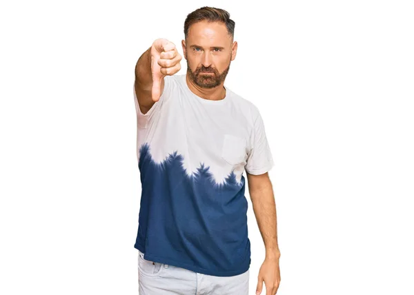 Handsome Middle Age Man Wearing Casual Tie Dye Tshirt Looking — Stock Photo, Image