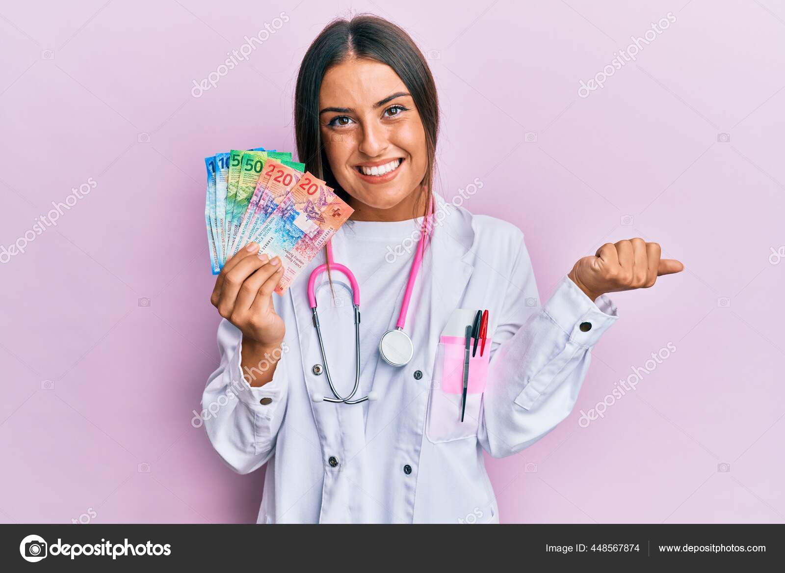 Médico Mulher Segurando Prancheta Medicina Conceito Saúde Bonito