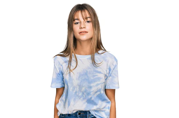 Έφηβος Καυκάσιος Κορίτσι Φορώντας Casual Ρούχα Σοβαρή Έκφραση Στο Πρόσωπο — Φωτογραφία Αρχείου