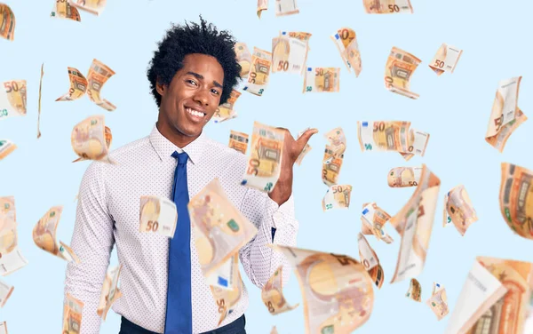 Handsome African American Man Afro Hair Wearing Business Clothes Smiling — Stock Photo, Image