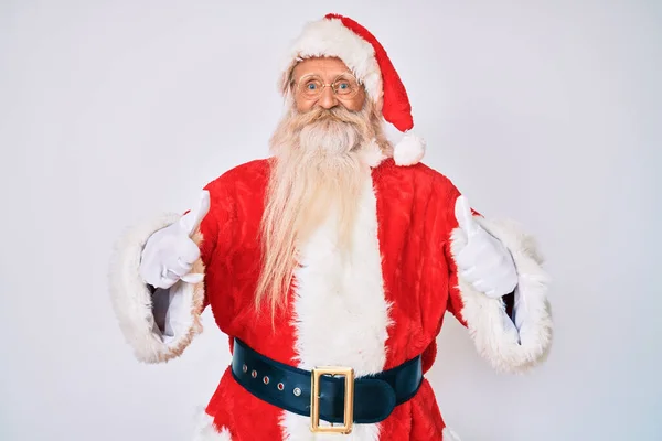Alter Älterer Mann Mit Grauen Haaren Und Langem Bart Weihnachtsmann — Stockfoto