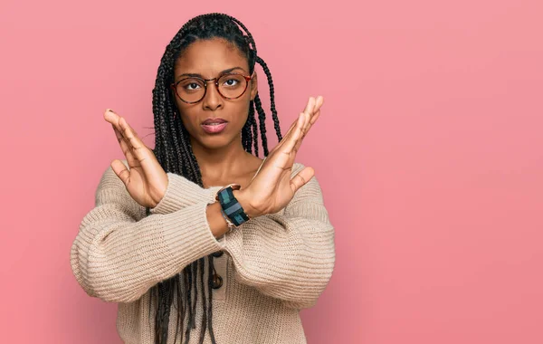 African American Woman Wearing Casual Clothes Rejection Expression Crossing Arms — Stock Photo, Image