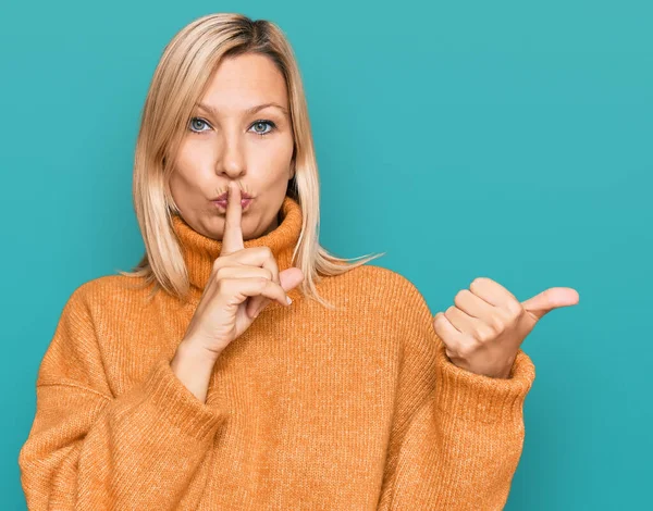 Middelbare Leeftijd Blanke Vrouw Dragen Casual Winter Trui Vragen Stil — Stockfoto