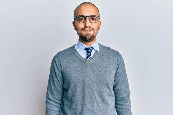 Hispanischer Erwachsener Mann Mit Brille Und Businessstil Der Wangen Mit — Stockfoto
