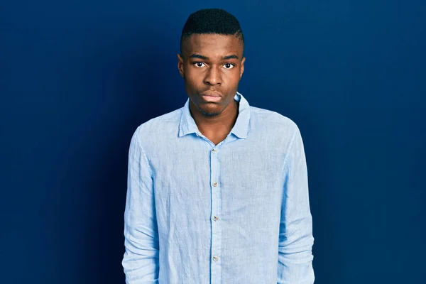 Young African American Man Wearing Casual Clothes Depressed Worry Distress — Stock Photo, Image