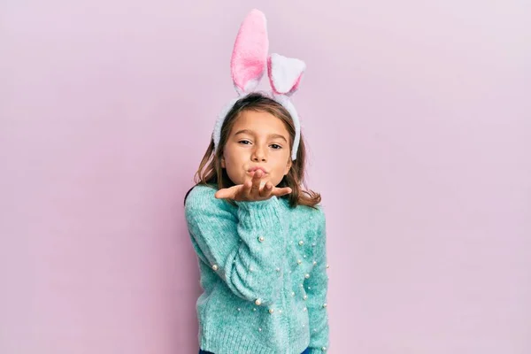 Little Beautiful Girl Wearing Cute Easter Bunny Ears Looking Camera — Fotografia de Stock