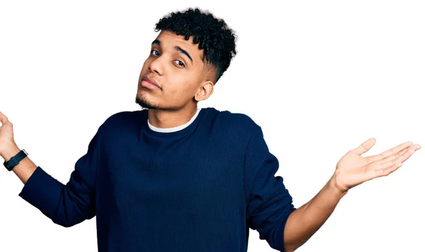 Young African American Man Wearing Casual Clothes Clueless Confused Expression — Stock Photo, Image