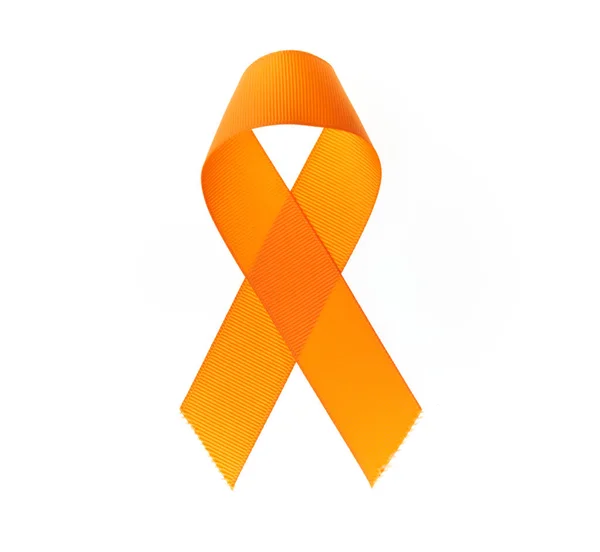 Осведомлённость Оранжевая Лента Изолированном Белом Фоне — стоковое фото