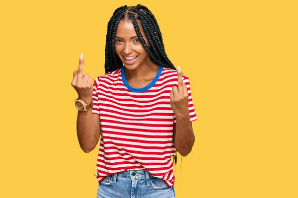 Beautiful Hispanic Woman Wearing Casual Clothes Showing Middle Finger Doing — Stockfoto