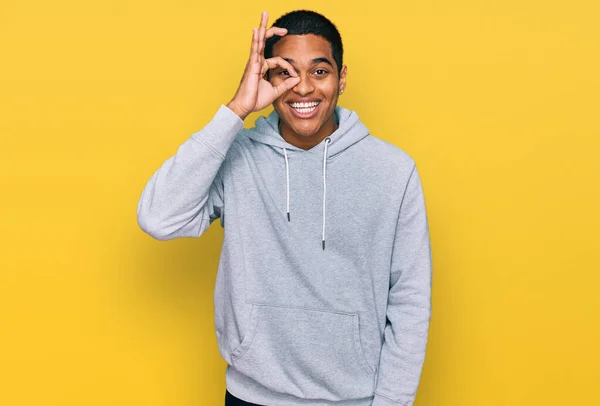 Young Handsome Hispanic Man Wearing Casual Sweatshirt Doing Gesture Hand — Stock Photo, Image