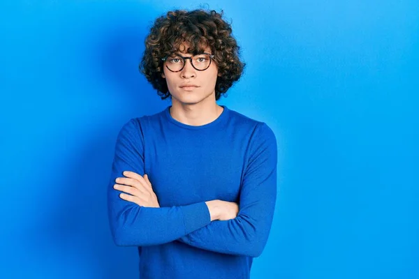 Handsome Young Man Wearing Casual Clothes Glasses Skeptic Nervous Disapproving — Stock Photo, Image