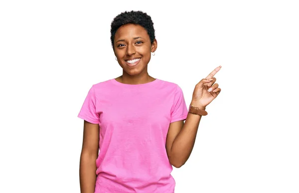 Young African American Woman Wearing Casual Clothes Big Smile Face — Stock Photo, Image