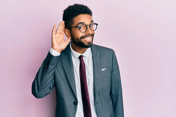 Handsome Hispanic Business Man Beard Wearing Business Suit Tie Smiling — Stock Photo, Image