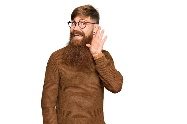 Joven Pelirrojo Irlandés Vestido Con Ropa Casual Gafas Sonriendo Con — Foto de Stock