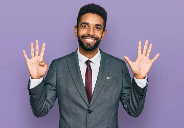 Young African American Man Wearing Business Clothes Showing Pointing Fingers — Stock Photo, Image