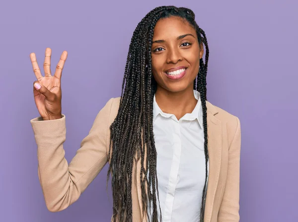 Αφροαμερικανή Γυναίκα Φοράει Επαγγελματικό Σακάκι Δείχνει Και Δείχνει Δάχτυλα Νούμερο — Φωτογραφία Αρχείου