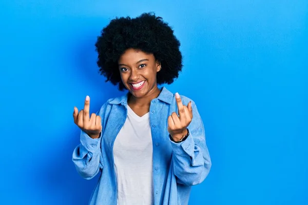 Young African American Woman Wearing Casual Clothes Showing Middle Finger — Φωτογραφία Αρχείου