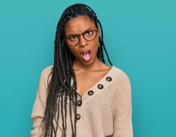 African American Woman Wearing Casual Clothes Shock Face Looking Skeptical — Stock Photo, Image