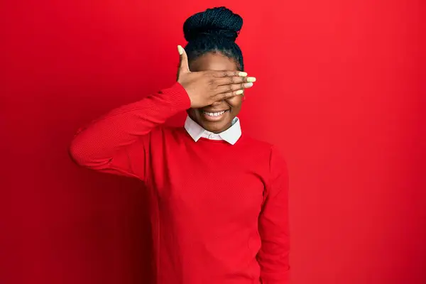 Jovem Afro Americana Vestindo Roupas Casuais Óculos Sorrindo Rindo Com — Fotografia de Stock