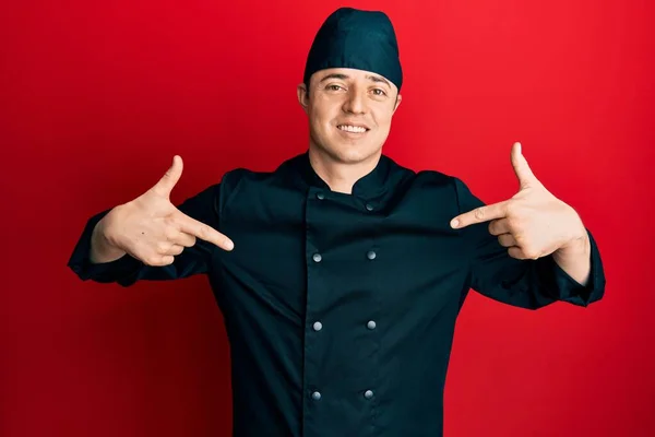 Handsome Young Man Wearing Professional Cook Uniform Hat Looking Confident — Stock Photo, Image
