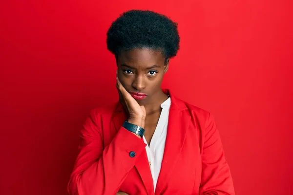 Young African American Girl Wearing Business Clothes Thinking Looking Tired — Stock Photo, Image