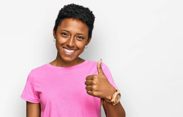 Young African American Woman Wearing Casual Clothes Doing Happy Thumbs — Stock Photo, Image