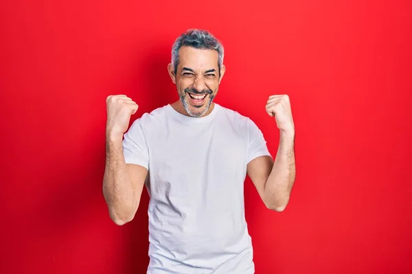 Bonito Homem Meia Idade Com Cabelos Grisalhos Vestindo Camisa Branca — Fotografia de Stock