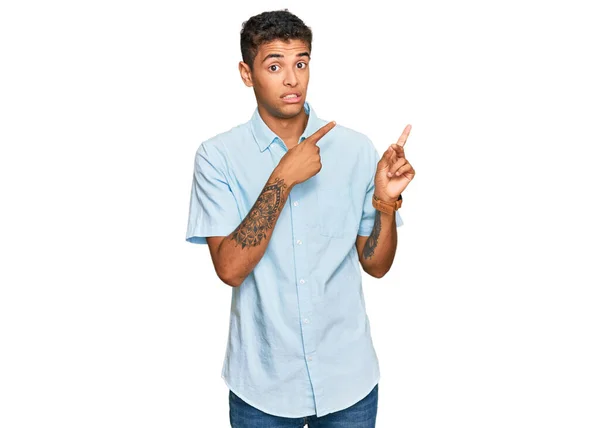 Young Handsome African American Man Wearing Casual Clothes Pointing Aside — Stock Photo, Image