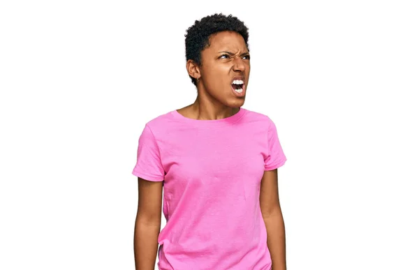 Young African American Woman Wearing Casual Clothes Angry Mad Screaming — Stock Photo, Image