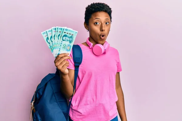 Jeune Fille Afro Américaine Portant Sac Dos Étudiant Tenant Des — Photo