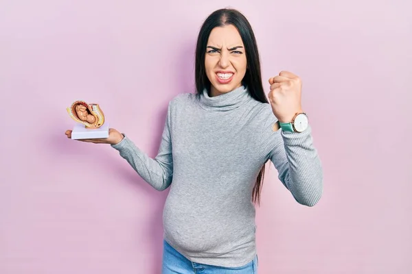 Mooie Vrouw Met Blauwe Ogen Verwacht Een Baby Houden Anatomische — Stockfoto