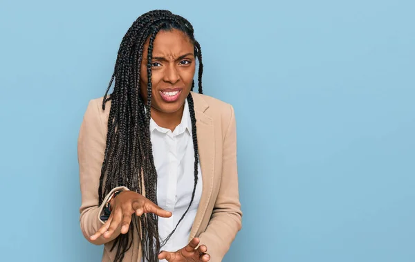 Afroamerikanerin Businessjacke Angewidert Ausdruck Ungehalten Und Ängstlich Dabei Ekel Gesicht — Stockfoto