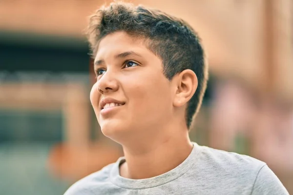Adorable Latin Boy Smiling Happy Standing City — Stock Photo, Image