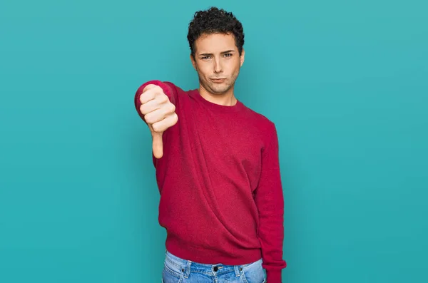 Young Handsome Man Wearing Casual Clothes Looking Unhappy Angry Showing — Stock Photo, Image