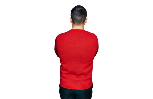 Young Hispanic Man Wearing Casual Clothes Standing Backwards Looking Away — Stock Photo, Image