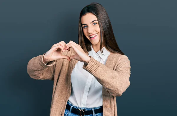 Jeune Adolescente Brune Portant Une Chemise Blanche Décontractée Une Veste — Photo