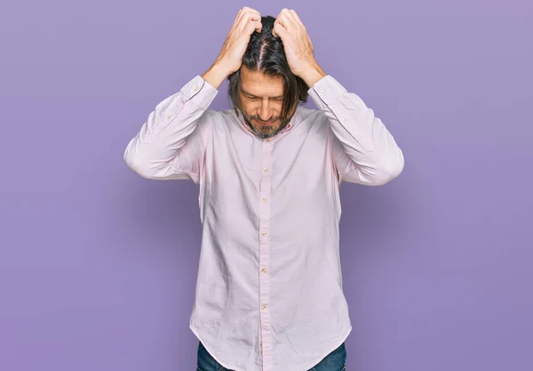 Middle Age Handsome Man Wearing Business Shirt Suffering Headache Desperate — Stock Photo, Image