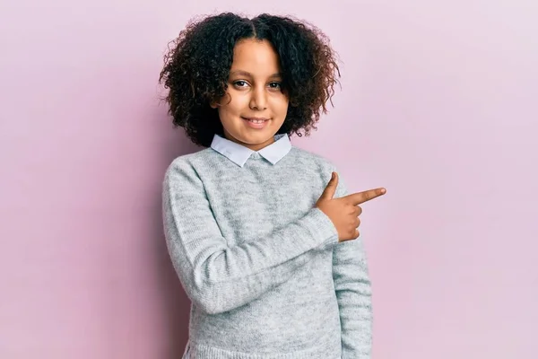 Young Little Girl Afro Hair Wearing Casual Clothes Smiling Cheerful — Stock Photo, Image