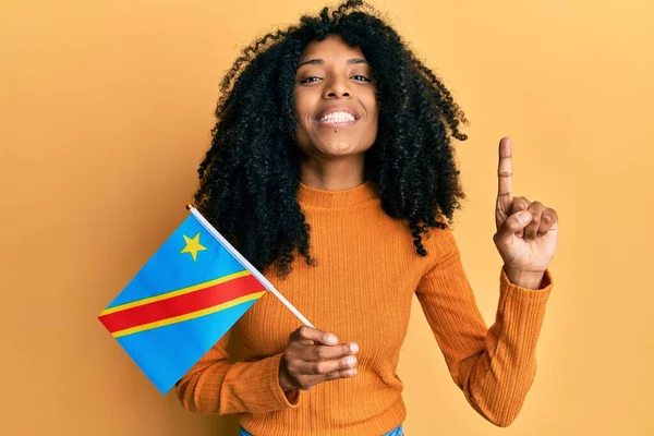 Afro Amerikaanse Vrouw Met Afro Haar Die Democratische Republiek Van — Stockfoto