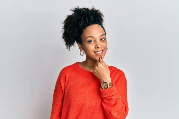 Young African American Girl Wearing Casual Clothes Looking Confident Camera — Stock Photo, Image