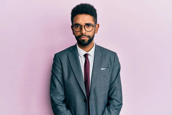 Handsome Hispanic Business Man Beard Wearing Business Suit Tie Skeptic — 스톡 사진