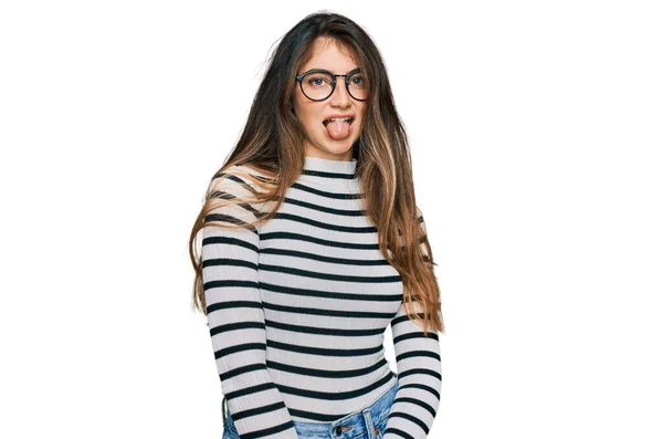 Joven Hermosa Adolescente Con Ropa Casual Gafas Que Salen Con —  Fotos de Stock