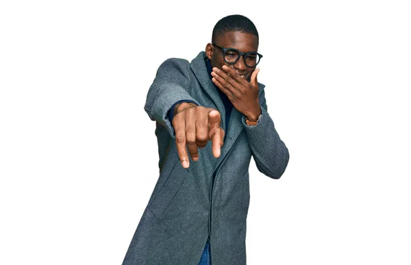 Young African American Man Wearing Business Clothes Glasses Laughing You — Stock Photo, Image