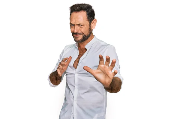 Middle Age Man Wearing Casual Clothes Disgusted Expression Displeased Fearful — Stock Photo, Image